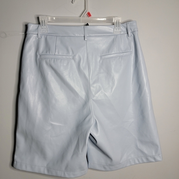 House of Harlow 1960 | High Rise Faux Leather Baby Blue Shorts - Picture 3 of 8